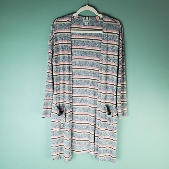 Evereve Allison Joy Callie Striped Duster Cardigan Sweater Size Medium - Picture 1 of 7